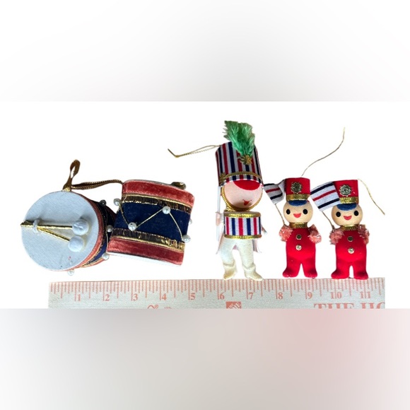 Christmas ornaments drummers flocked blow mold made in Japan - Picture 1 of 2